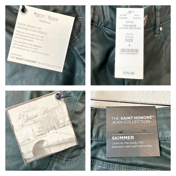 WHBM x Saint Honore Spruce Green Coated Skinny Jean Zip Ankle Women’s Si… - Picture 12 of 12